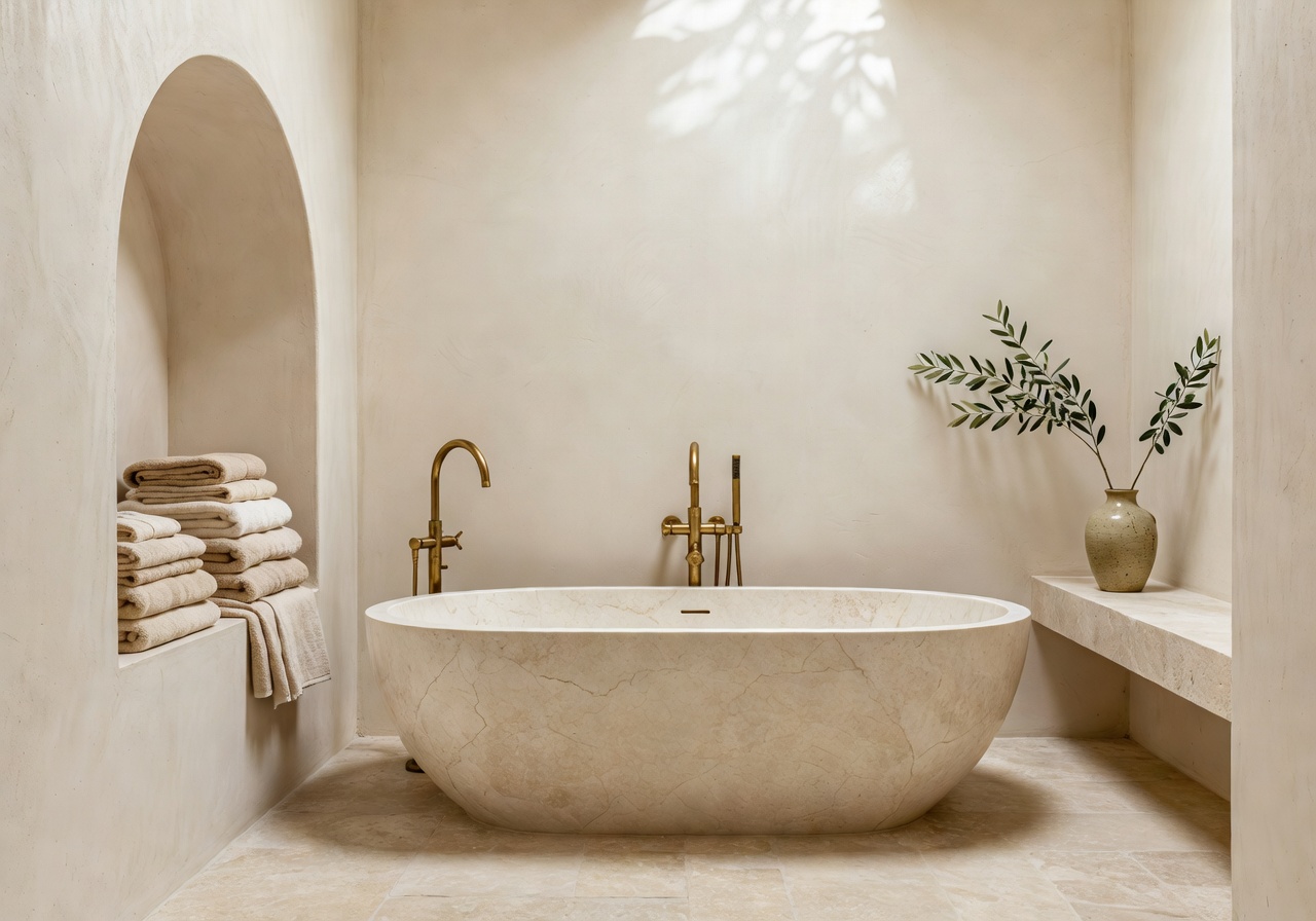 Spa-like Mediterranean bathroom after DecorAI AI bathroom remodel